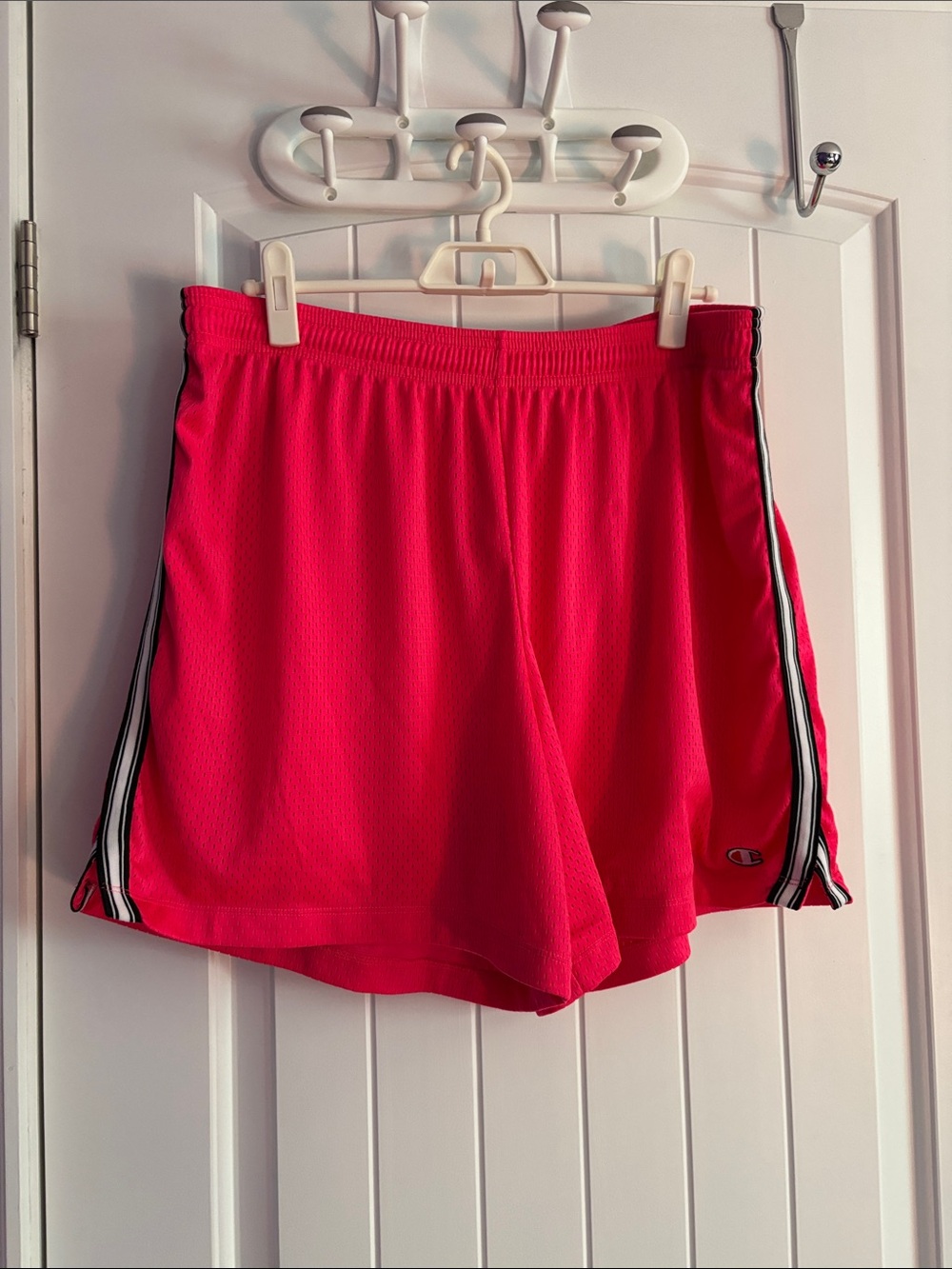 Champion Women’s Bright Pink Athletic Shorts with Side Stripes